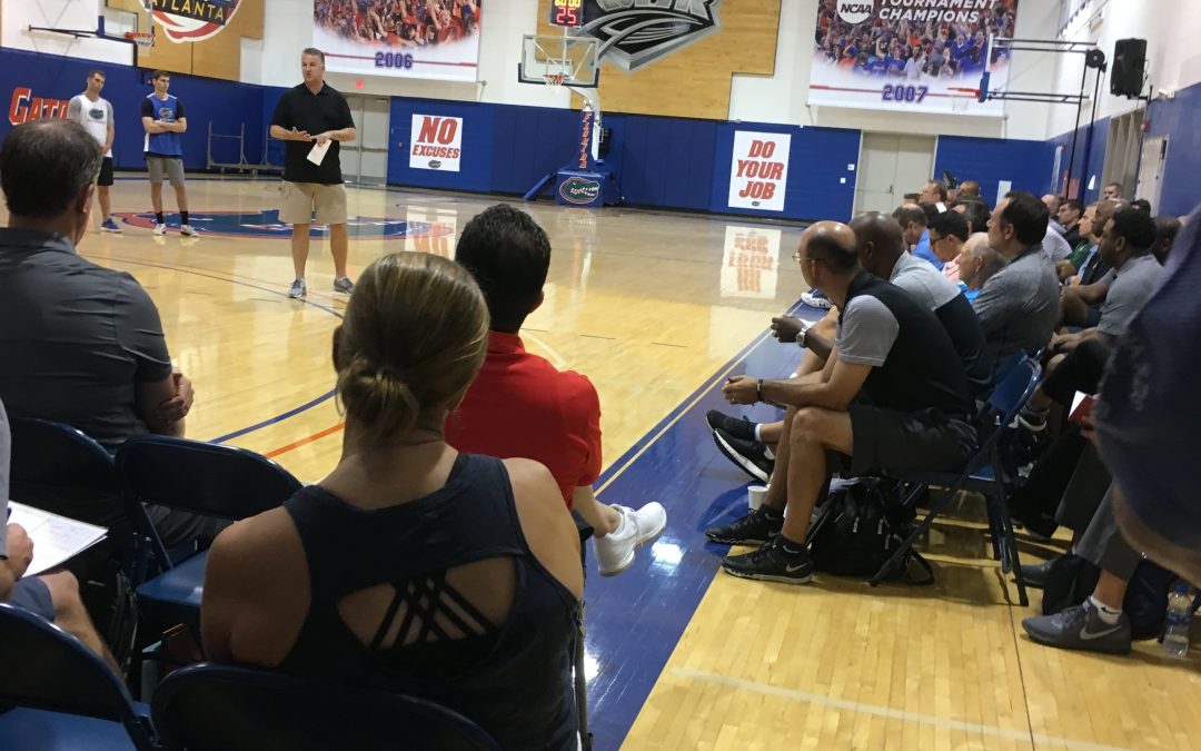 Matt Painter, Purdue basketball coach, shares at a coaches' clinic at the University of Florida